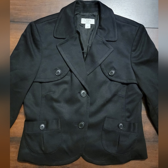 Ann Taylor LOFT Womens Blazer Suit Jacket Black With Buttons and Pockets - Picture 3 of 4